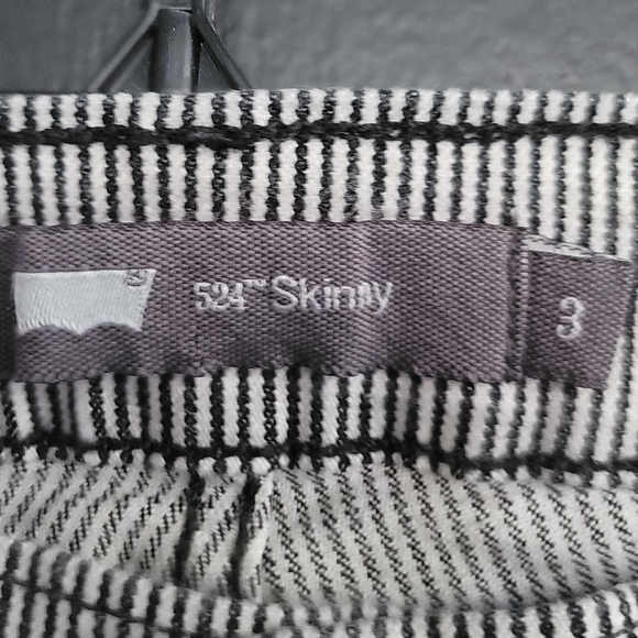 Levis 524 Engineer Railroad Black Striped Skinny Jeans 3 - Picture 4 of 8